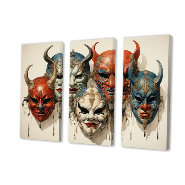 Winston Porter China Art Chinese Opera On Canvas 3 Pieces Print